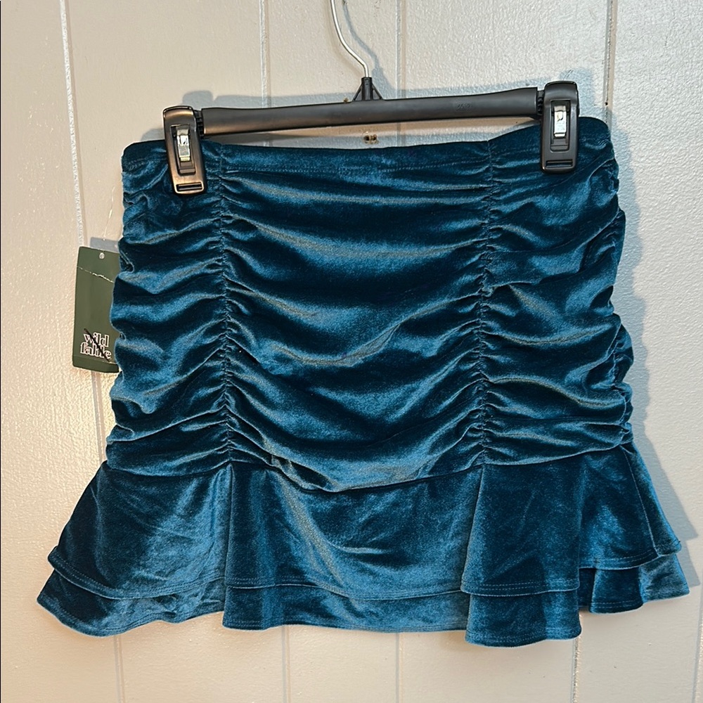 Wild fable Teal Velvet Mini Skirt